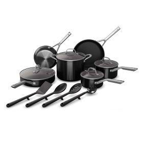 Foodi™ NeverStick™ Essential 14-Piece Cookware Set, guaranteed to never stick (Color: Black)