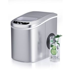 Mini Portable Electric Ice Maker Machine with Ice Scoop (Color: sliver)