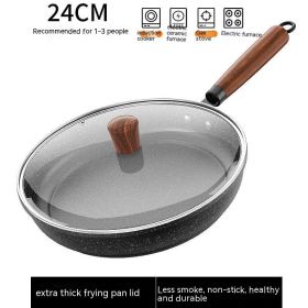 Medical Stone Frying Pan Non-stick Multi-functional Pan Light Oil Smoke Griddle (Option: 24cm With Cover)