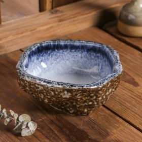 Ceramic Western Food Binaural Slow Cooker Baking Bowl (Option: 14cm Blue Rhyme Stone)