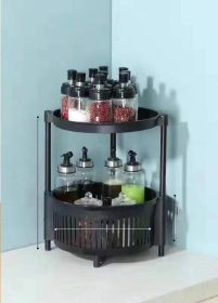 Kitchen Shelving New Household Multilayer Rotating Floor-To-Ceiling Storage Shelving (Option: Black-One layers)