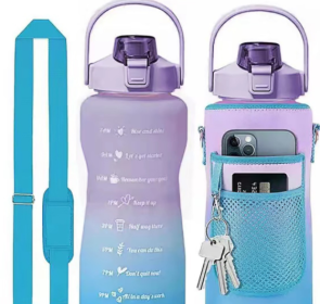 Outdoor Portable Travel With Scale Transparent Water Bottle Cup Set (Option: Purple-Set-2000ML)