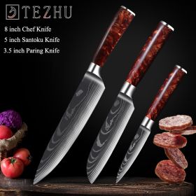 Stainless Steel Fruit Knife Versatile 5 Inch Knife Light Portable (Option: 3piece set A)