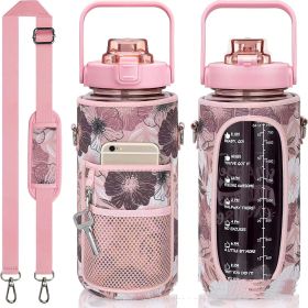 Outdoor Portable Travel With Scale Transparent Water Bottle Cup Set (Option: Wheat Color-Set-2000ML)