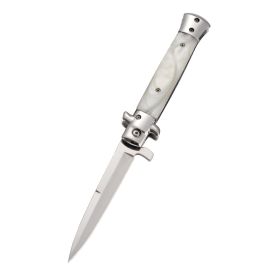 Outdoor Camping Multi-purpose Stainless Steel Wooden Handle Folding Knife (Option: Resin white)