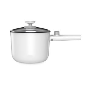 Hotpot Noodle Cooking Dormitory Small Power Mini Electric Pot (Option: White-With plastic steamer-Triangle plug)