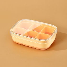 Silicone Ice Cube Mould With DIY Lid 6 Grid Soft Bottom Ce Cube Mold Square Fruit Ice Cube Maker Tray Kitchen Bar Tools Acces (Color: Yellow)