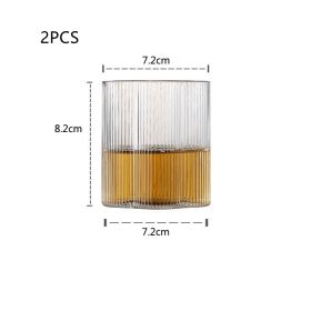 European Style Dense Ribbed Glass Vertical Cup (Option: Water cup-2PCS)