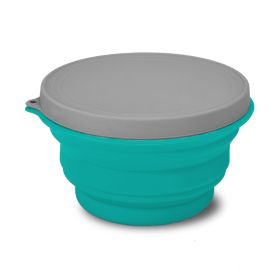 Portable And Easy To Clean Microwaveable Lunch Box Food Silicone Foldable Bowl (Option: Lake Blue 1000ml)